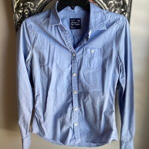 American Eagle Outfitters Light Blue Casual Button Down Shirt